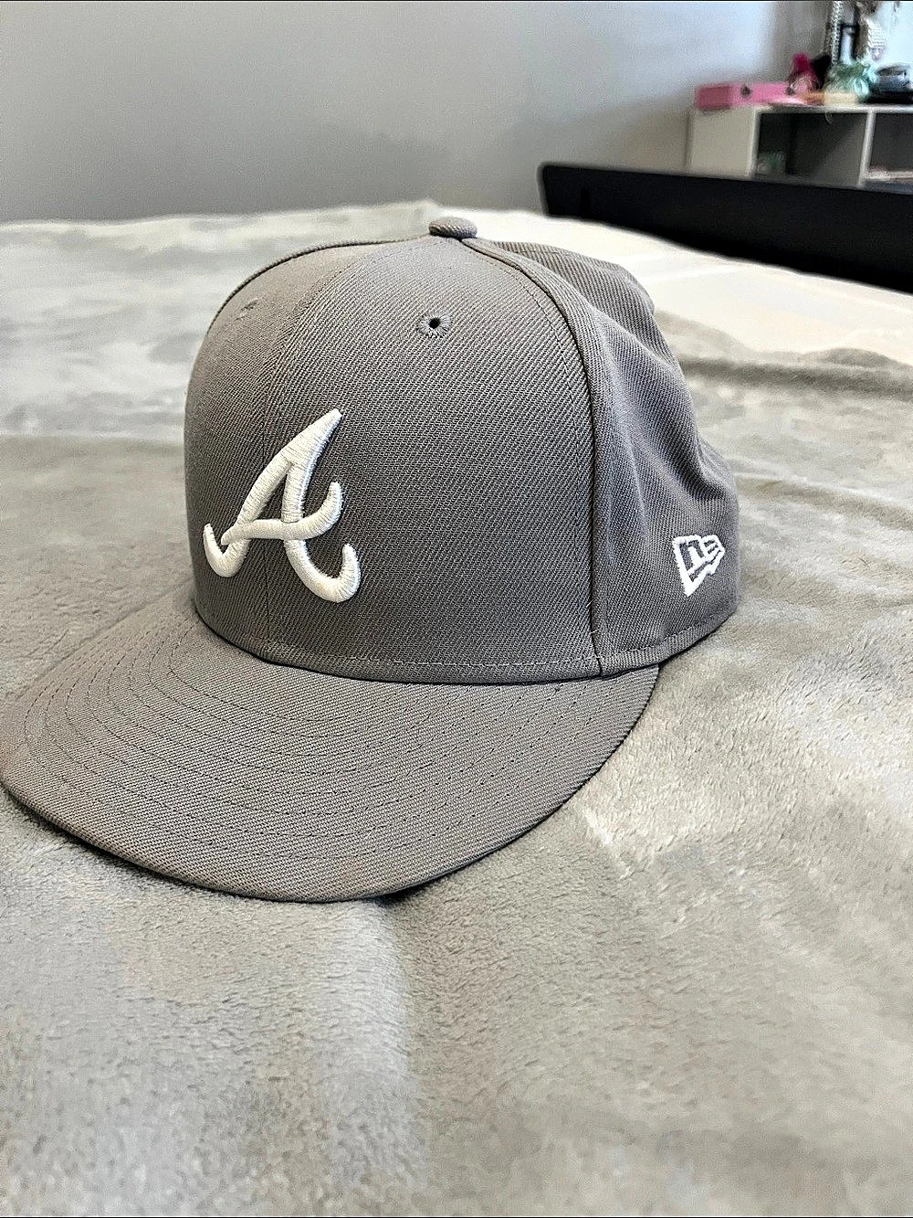New Era Atlanta Braves 59FIFTY Fitted Hat Gray Size 7 1/4